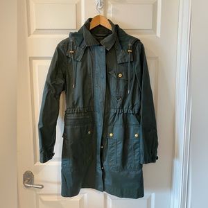 J Crew Hunter Green Waxed Cotton Jacket. Size Small.